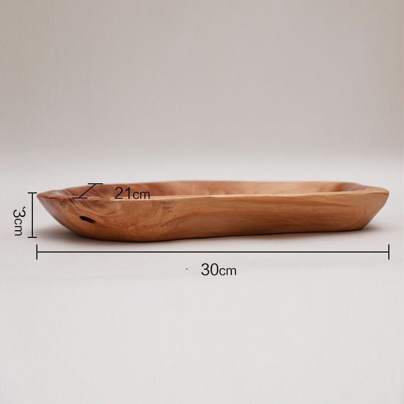 Irregular Wooden Plate (30cm x 21cm x 3cm) in natural wood finish.